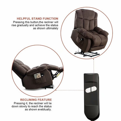 Heavy Duty Power Lift Recliner Chair for Elderly with Overstuffed Design