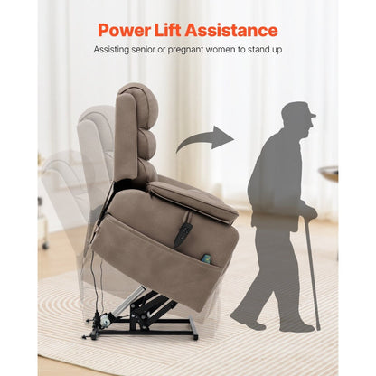 Velvet Power Lift Recliner, Dual-Motor, Heat, Massage & Wireless Charger