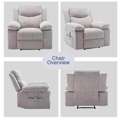 Velvet Power Recliner Chair with Massage and Heating System