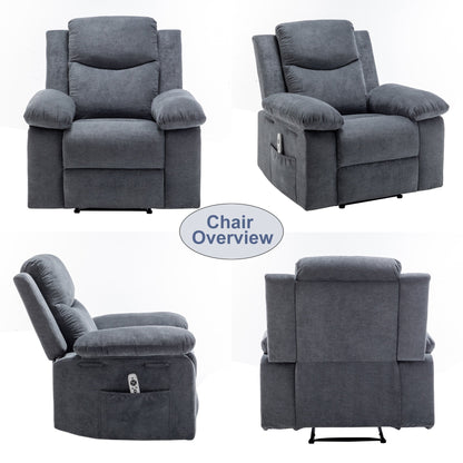 Velvet Power Recliner Chair with Massage and Heating System