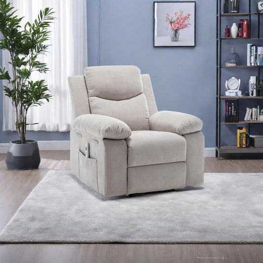 Velvet Power Recliner Chair with Massage and Heating System