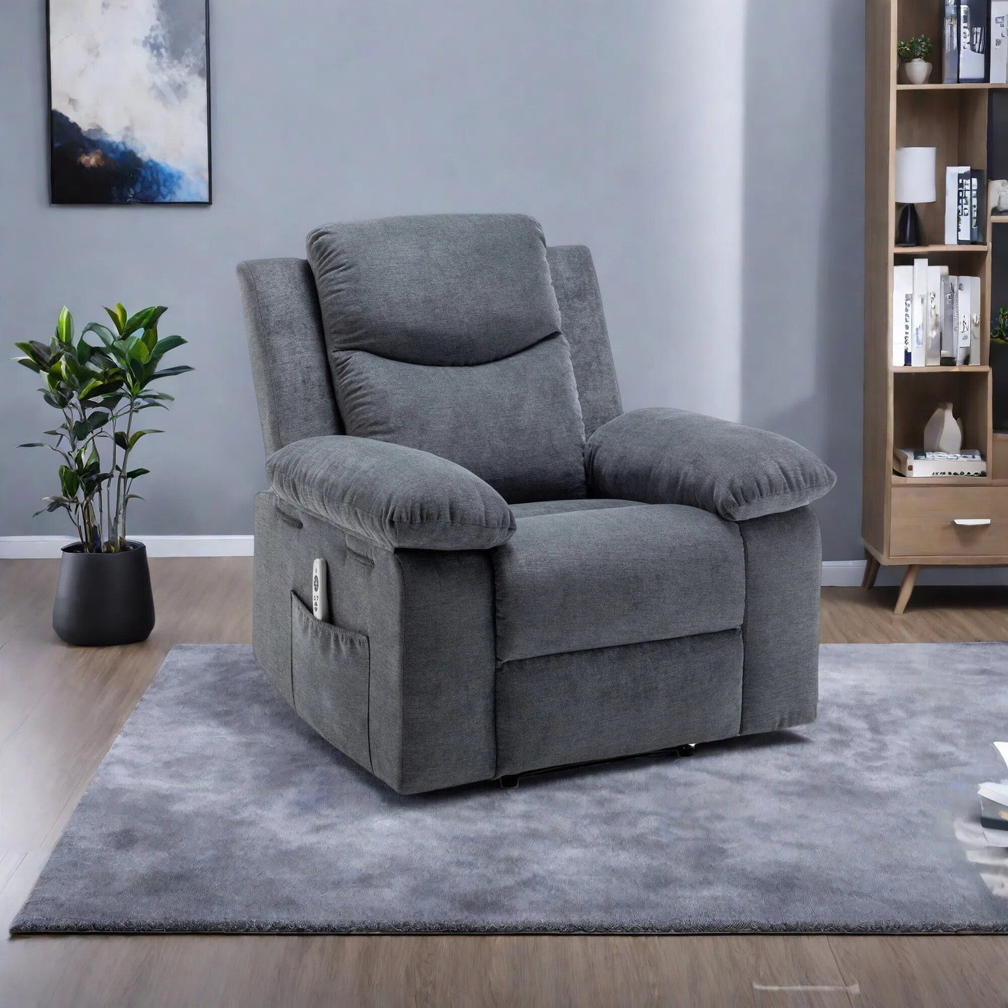 Velvet Power Recliner Chair with Massage and Heating System