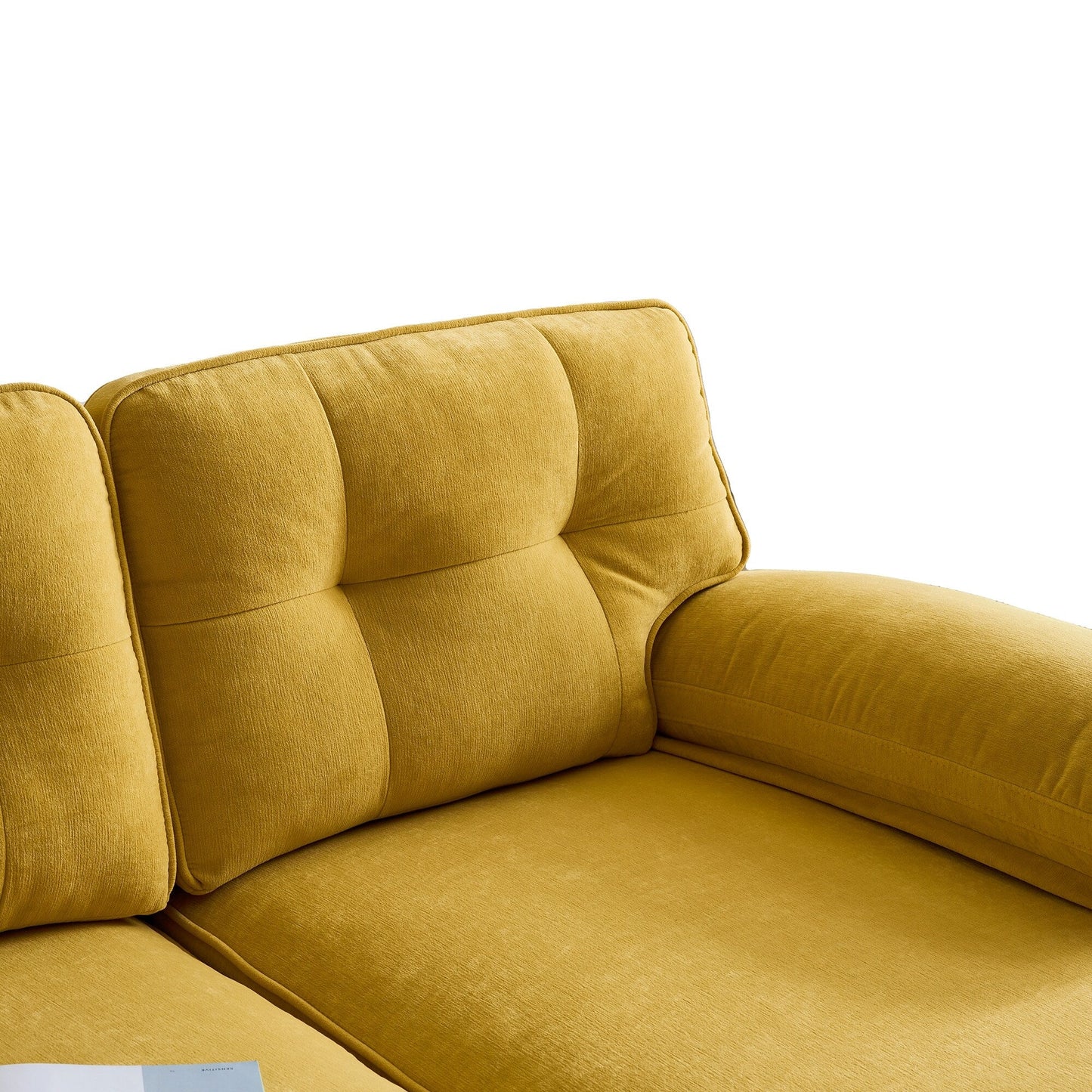 Velvet Sectional Sofas Couches with Pillow Top Arms and Upholstered Backrest, Modern L-Shaped Couches with Metal Legs