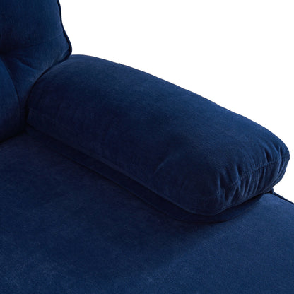 Velvet Sectional Sofas Couches with Pillow Top Arms and Upholstered Backrest, Modern L-Shaped Couches with Metal Legs