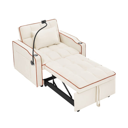 Velvet Single Convertible Sofa Bed with USB Charging Port