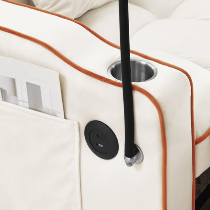 Velvet Single Convertible Sofa Bed with USB Charging Port