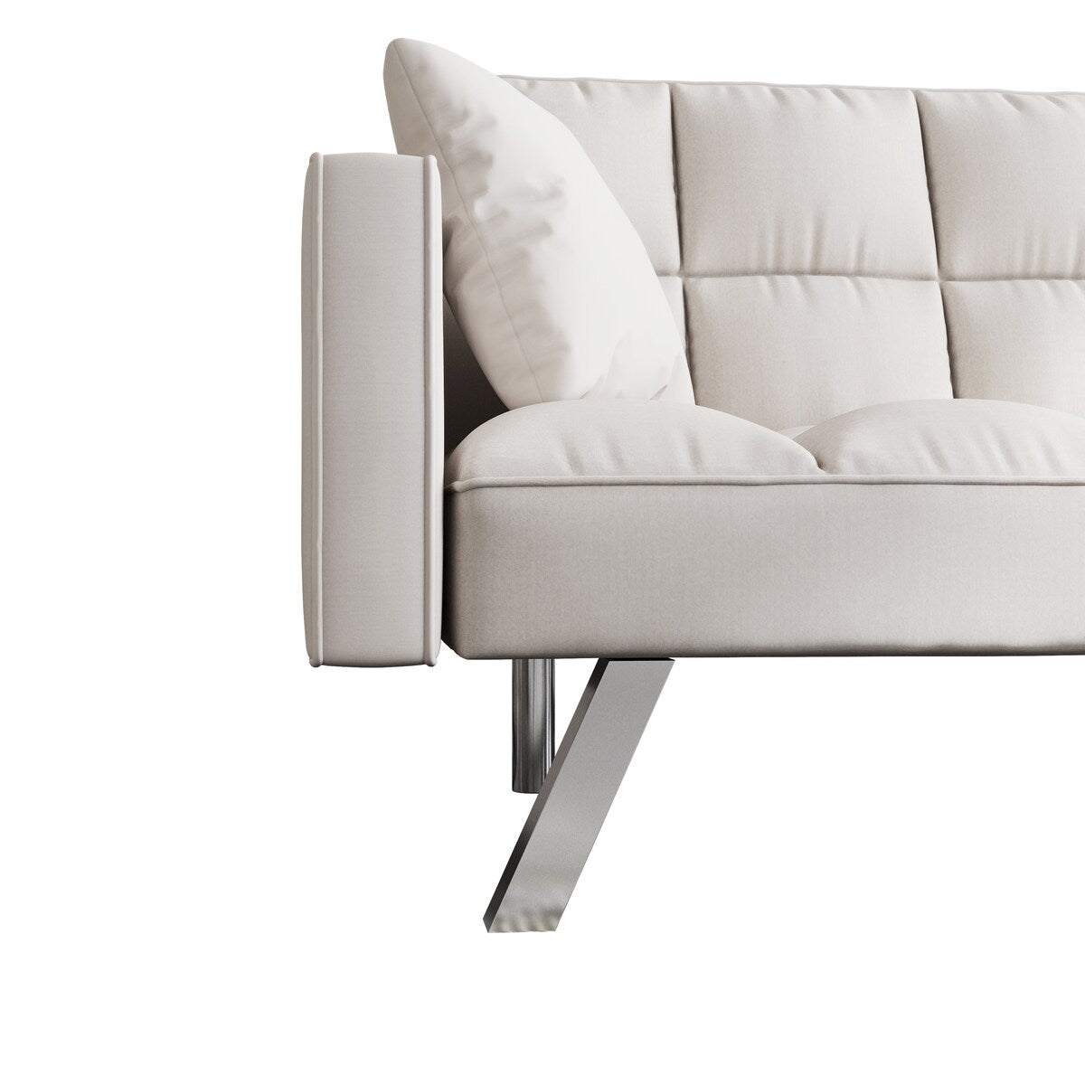 Velvet Sofa Couch Bed with Armrests and 2 Pillows