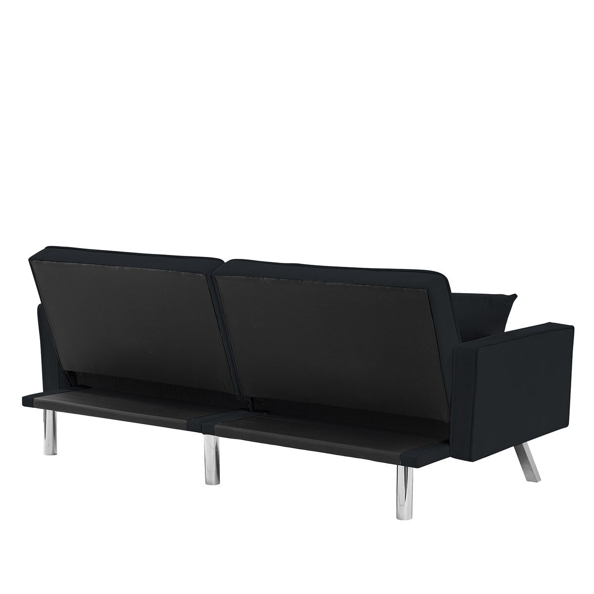 Velvet Sofa Couch Bed with Armrests and 2 Pillows