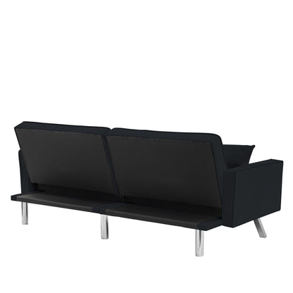 Velvet Sofa Couch Bed with Armrests and 2 Pillows