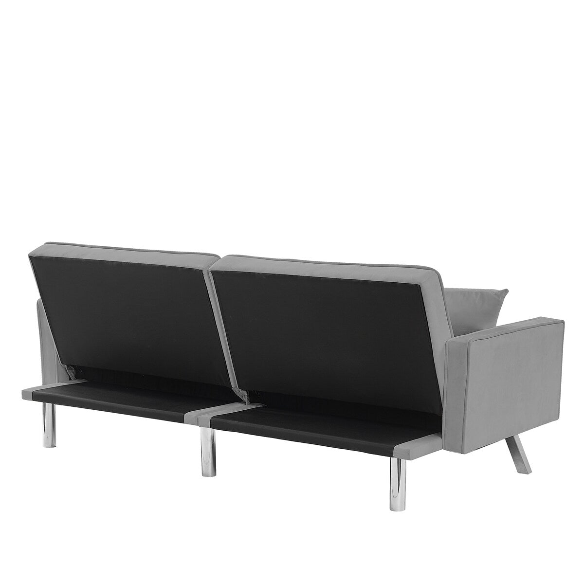 Velvet Sofa Couch Bed with Armrests and 2 Pillows