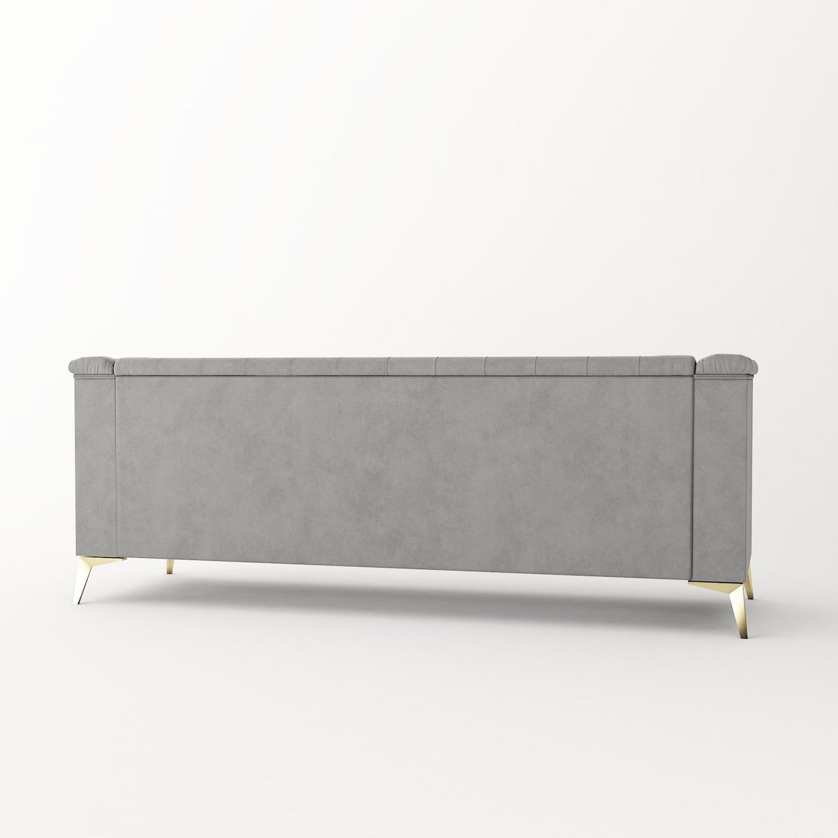 Velvet Upholstered 3-Seater Sofa Modern Living Room Couch Sofa with Deep Button Tufting Sofa and Metal Legs, Square Arms