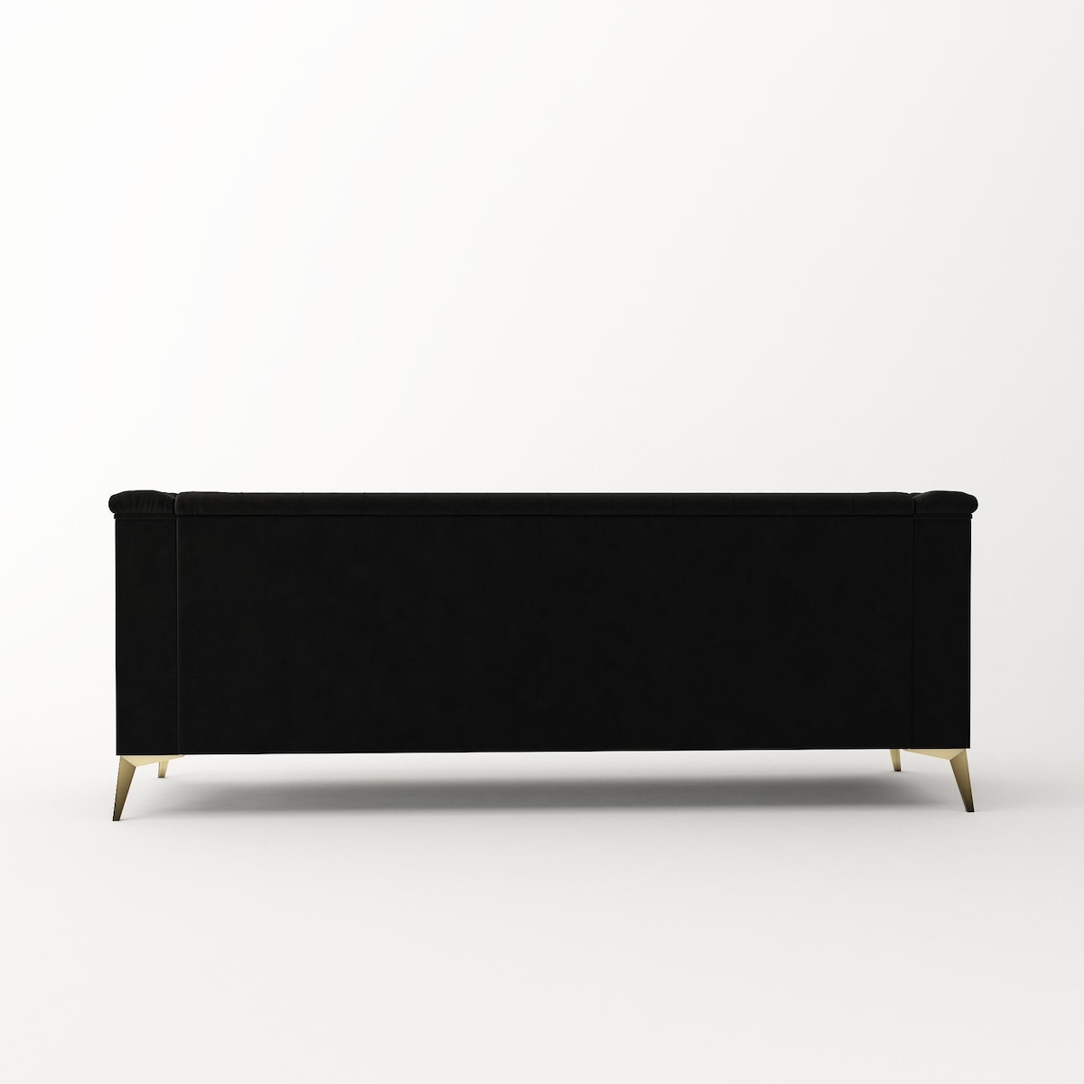Velvet Upholstered 3-Seater Sofa Modern Living Room Couch Sofa with Deep Button Tufting Sofa and Metal Legs, Square Arms