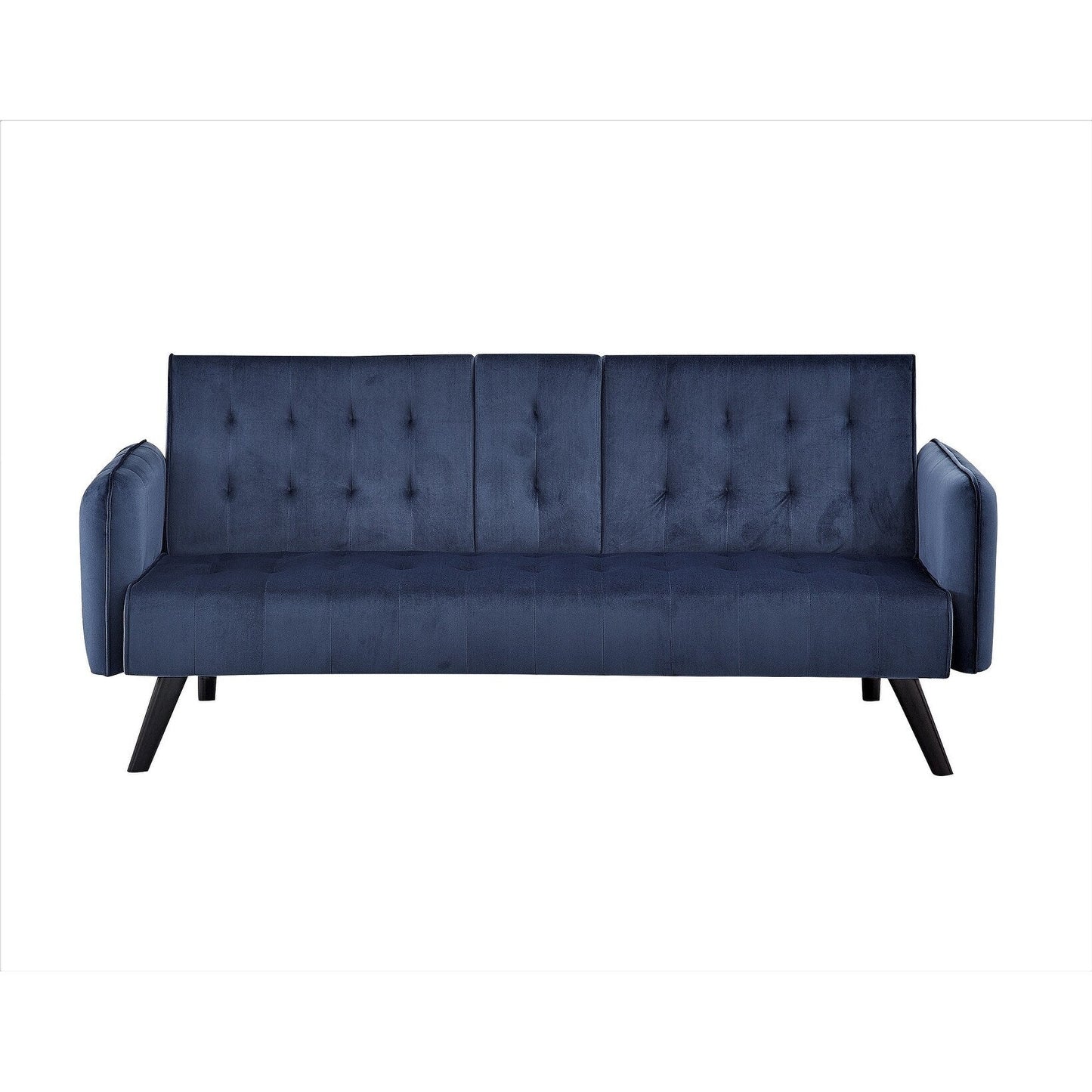 Velvet Upholstered Convertible Folding Futon Sofa Bed Sleeper Couch with 2 Cup Holders for Compact Living Room