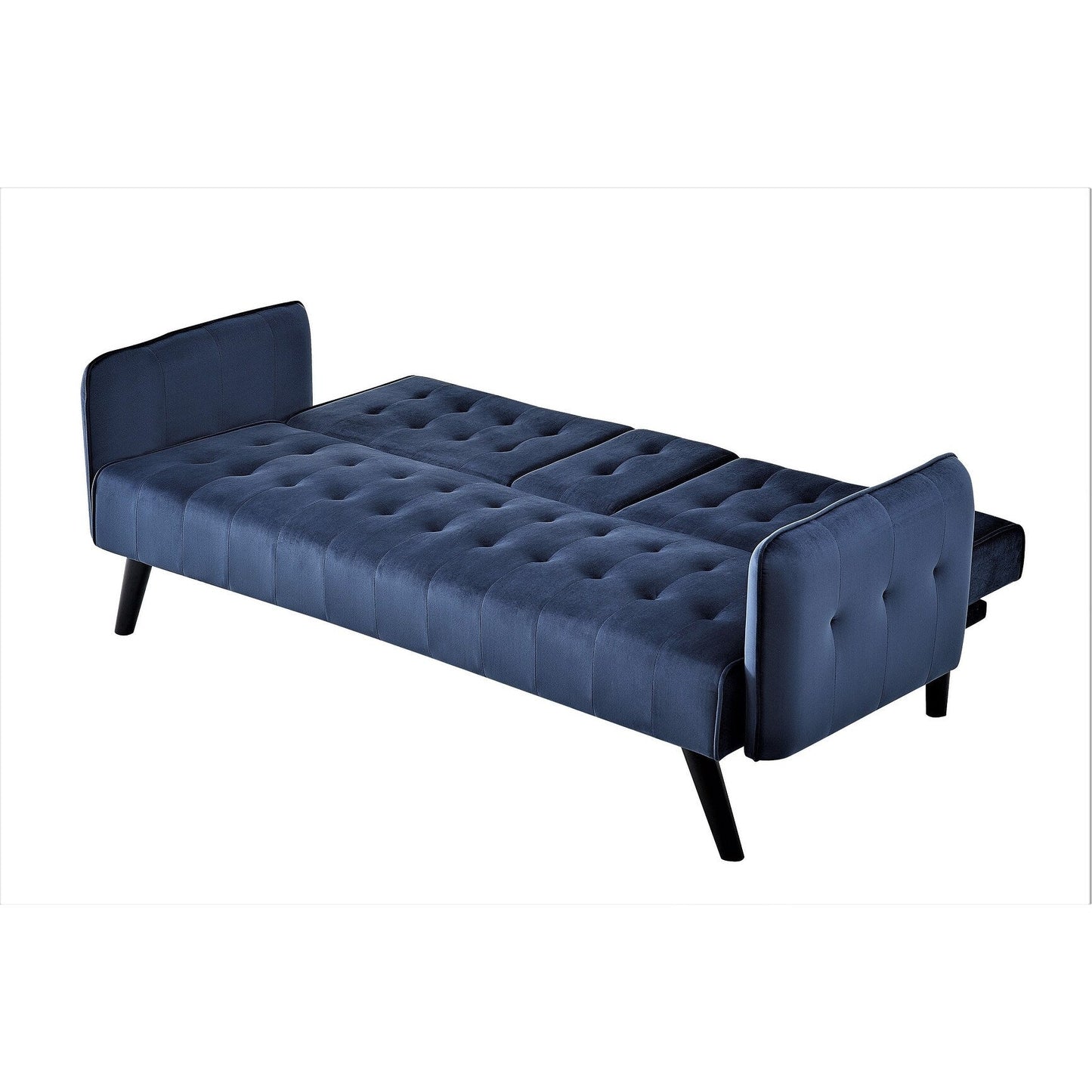 Velvet Upholstered Convertible Folding Futon Sofa Bed Sleeper Couch with 2 Cup Holders for Compact Living Room