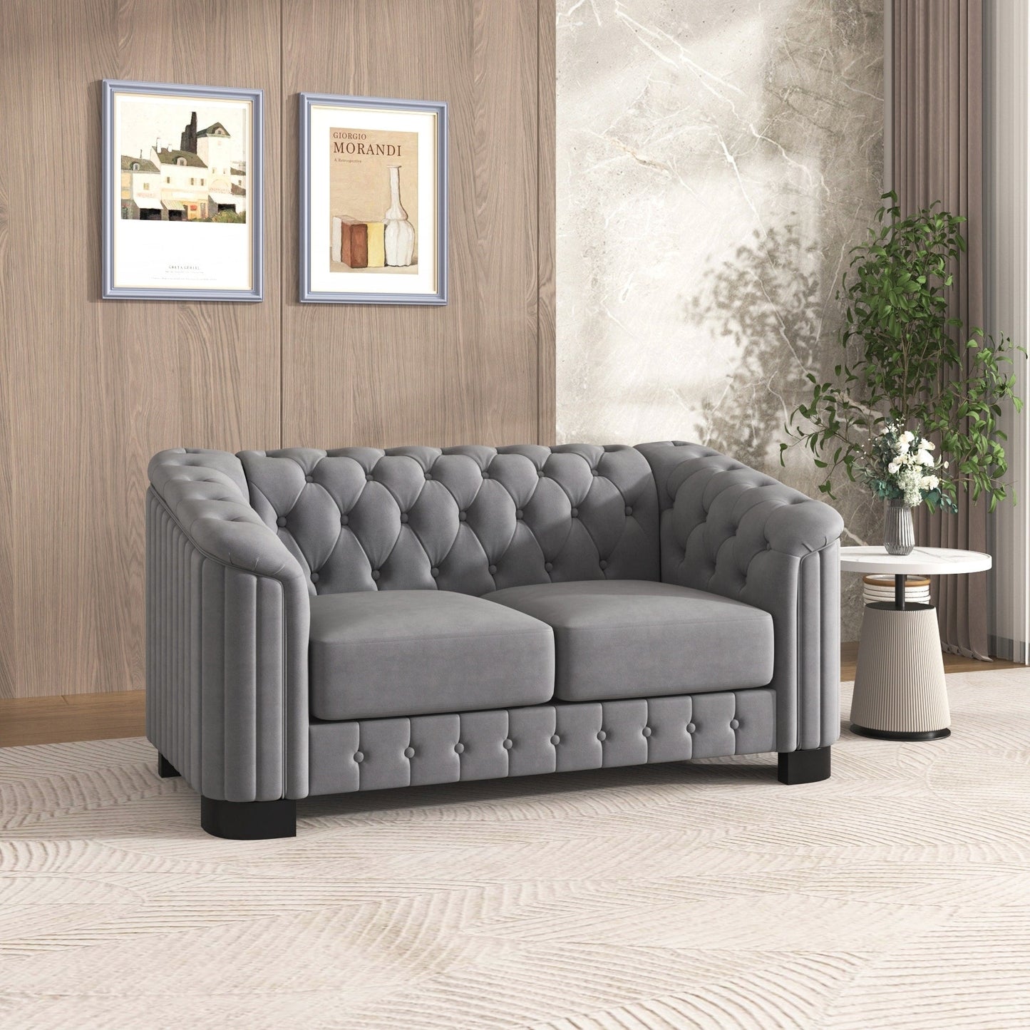 Velvet Upholstered Loveseat Sofa