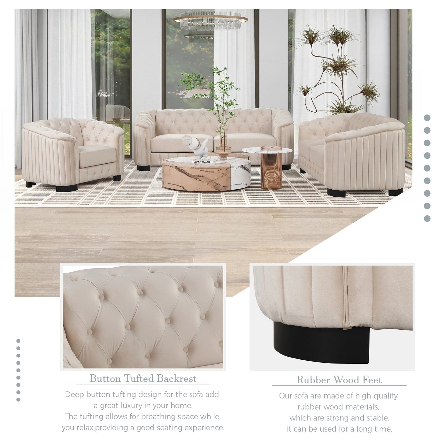 Velvet Upholstered Loveseat Sofa