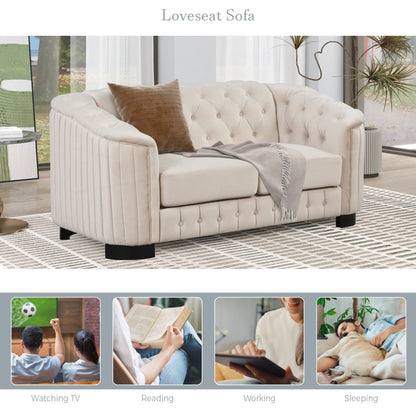Velvet Upholstered Loveseat Sofa
