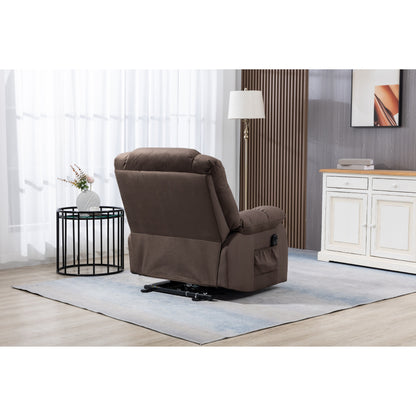 Velvet Upholstered Power Lift Recliner for Elderly with Remote Control and Side Storage Pockets