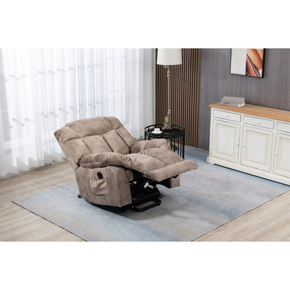 Velvet Upholstered Power Lift Recliner for Elderly with Remote Control and Side Storage Pockets