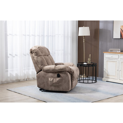 Velvet Upholstered Power Lift Recliner for Elderly with Remote Control and Side Storage Pockets