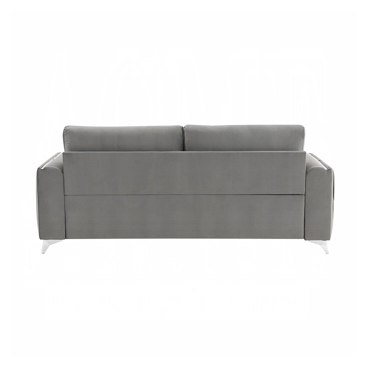 Velvet Upholstered Sofa with Metal Legs in Gray