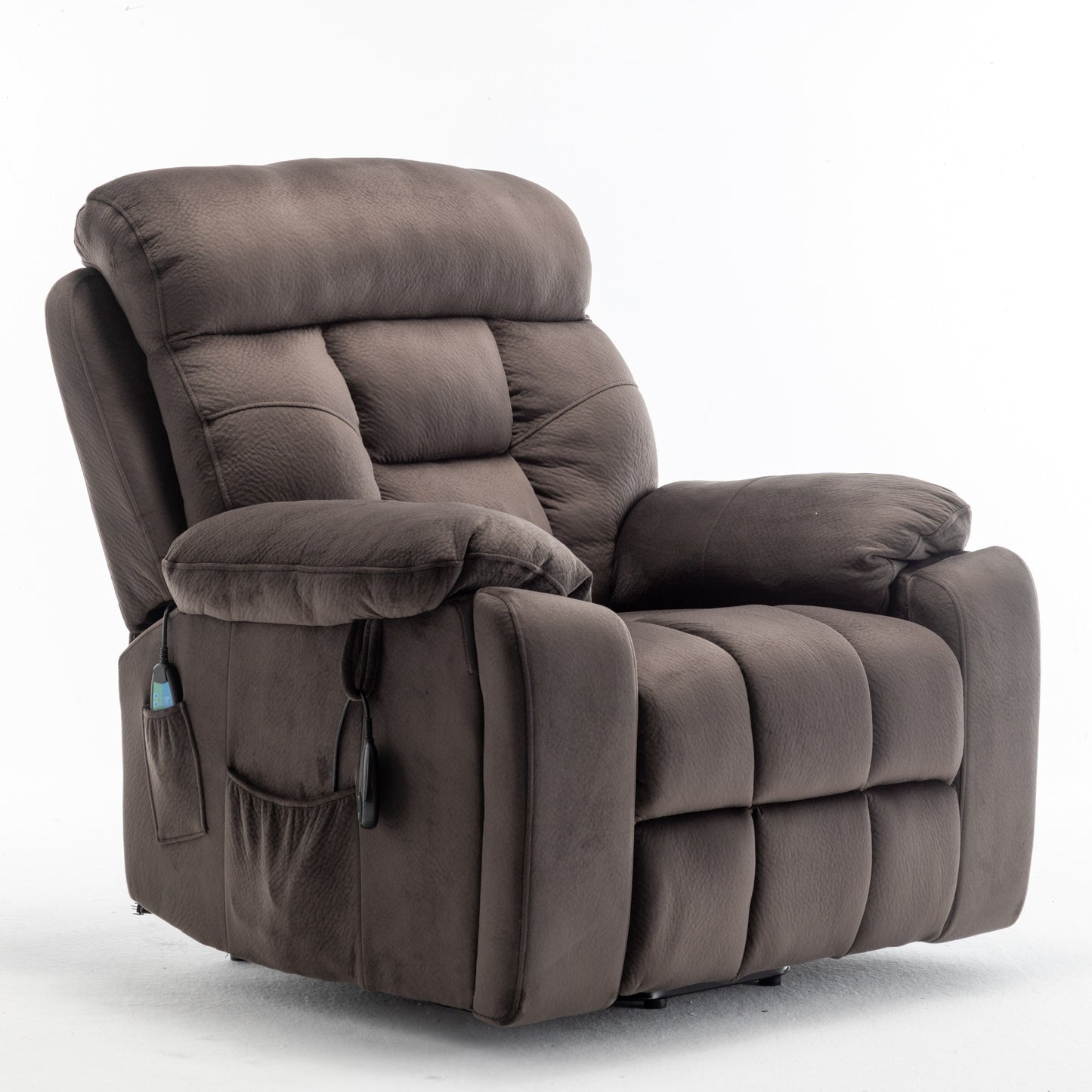 Velvet Wide Power Lift Recliner Chair with Heat, Massage & Silent Motor