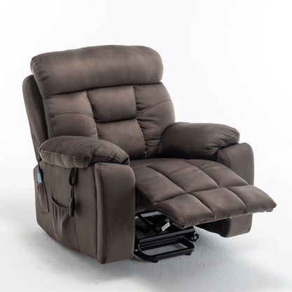 Velvet Wide Power Lift Recliner Chair with Heat, Massage & Silent Motor