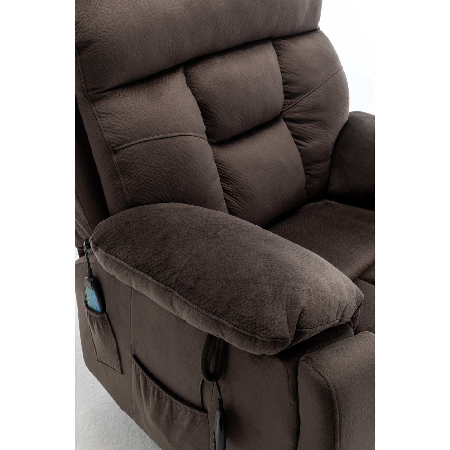 Velvet Wide Power Lift Recliner Chair with Heat, Massage, and Silent OKIN Motor