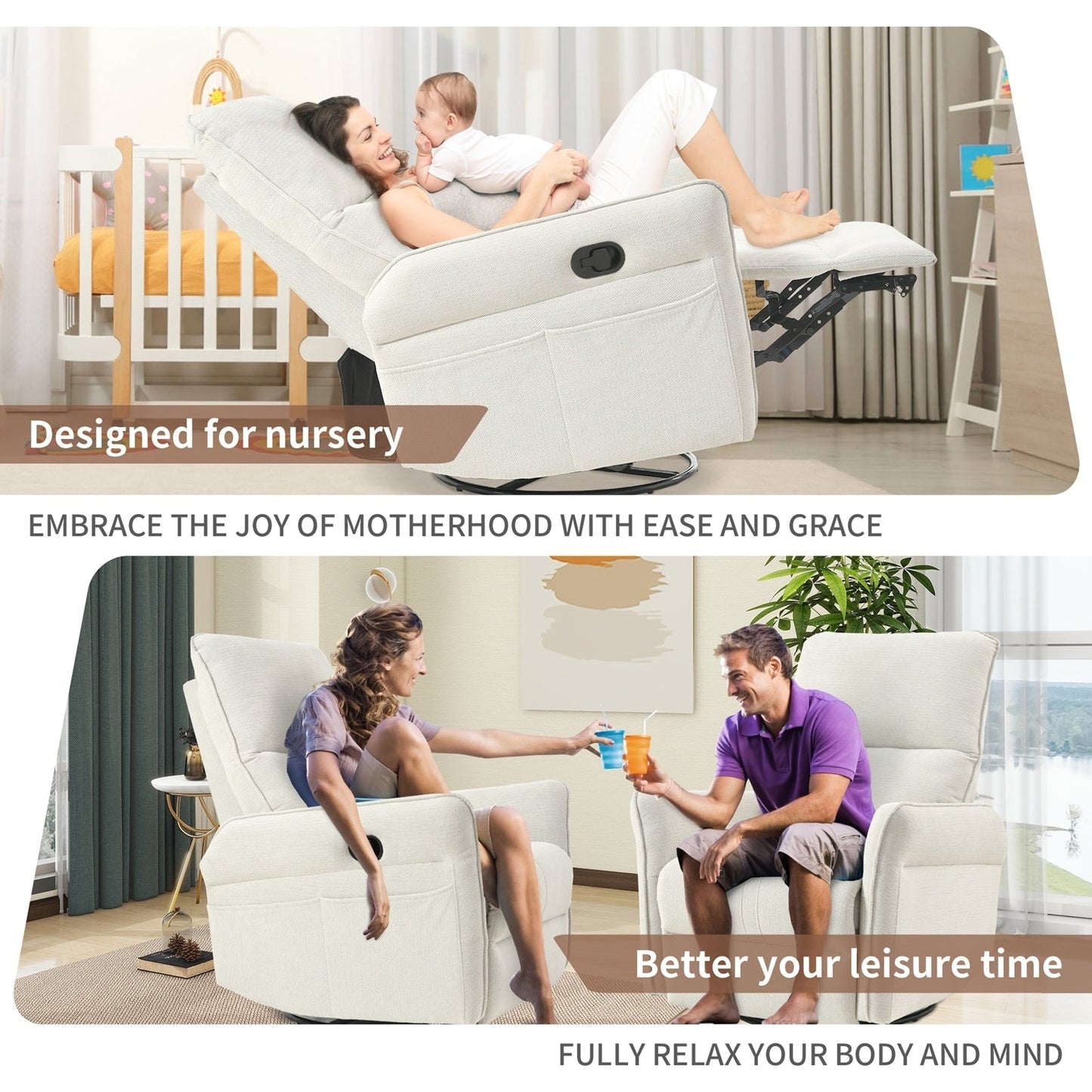 Versatile Swivel Rocker Recliner Chair for Various Settings