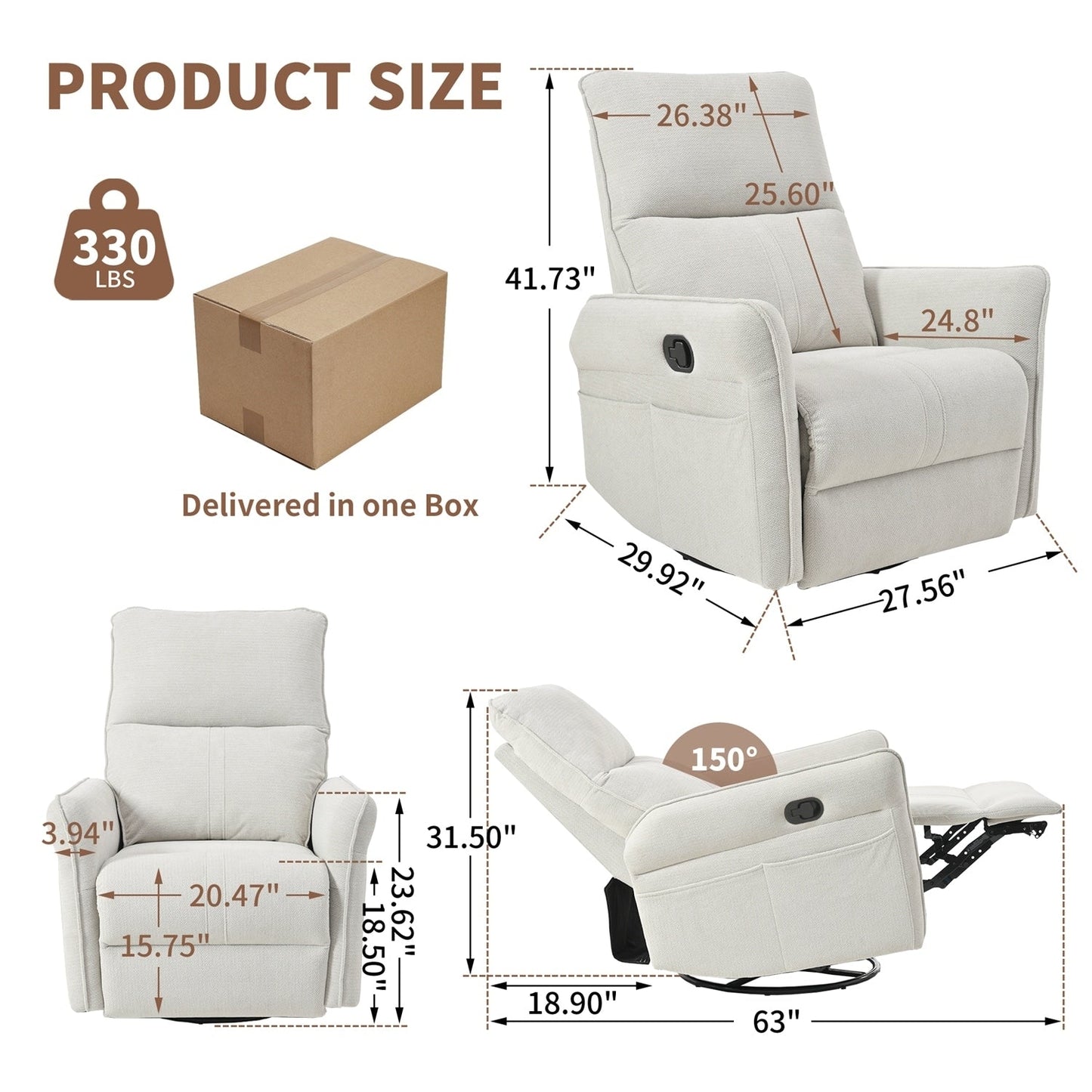 Versatile Swivel Rocker Recliner Chair for Various Settings