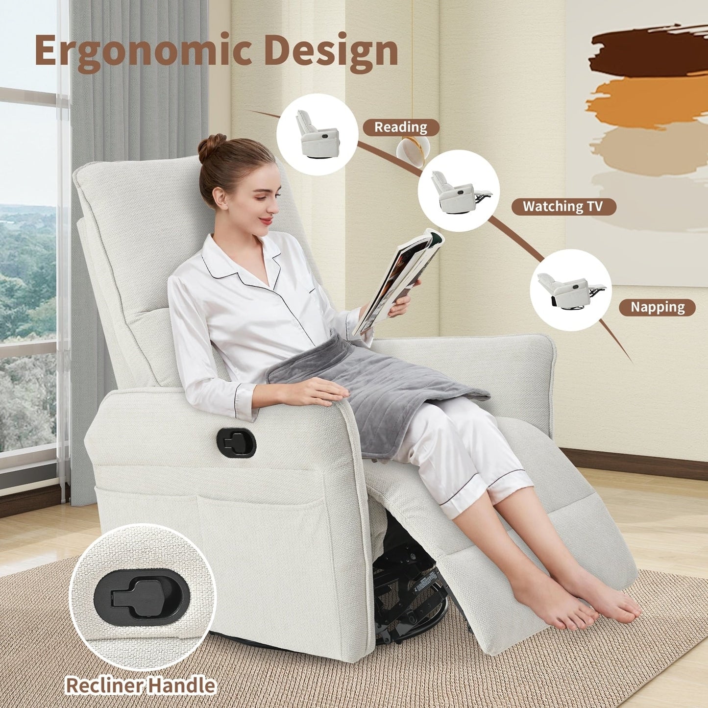 Versatile Swivel Rocker Recliner Chair for Various Settings