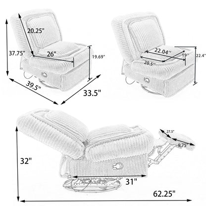 Versatile Corduroy Recliner Sofa for Relaxation and Comfort
