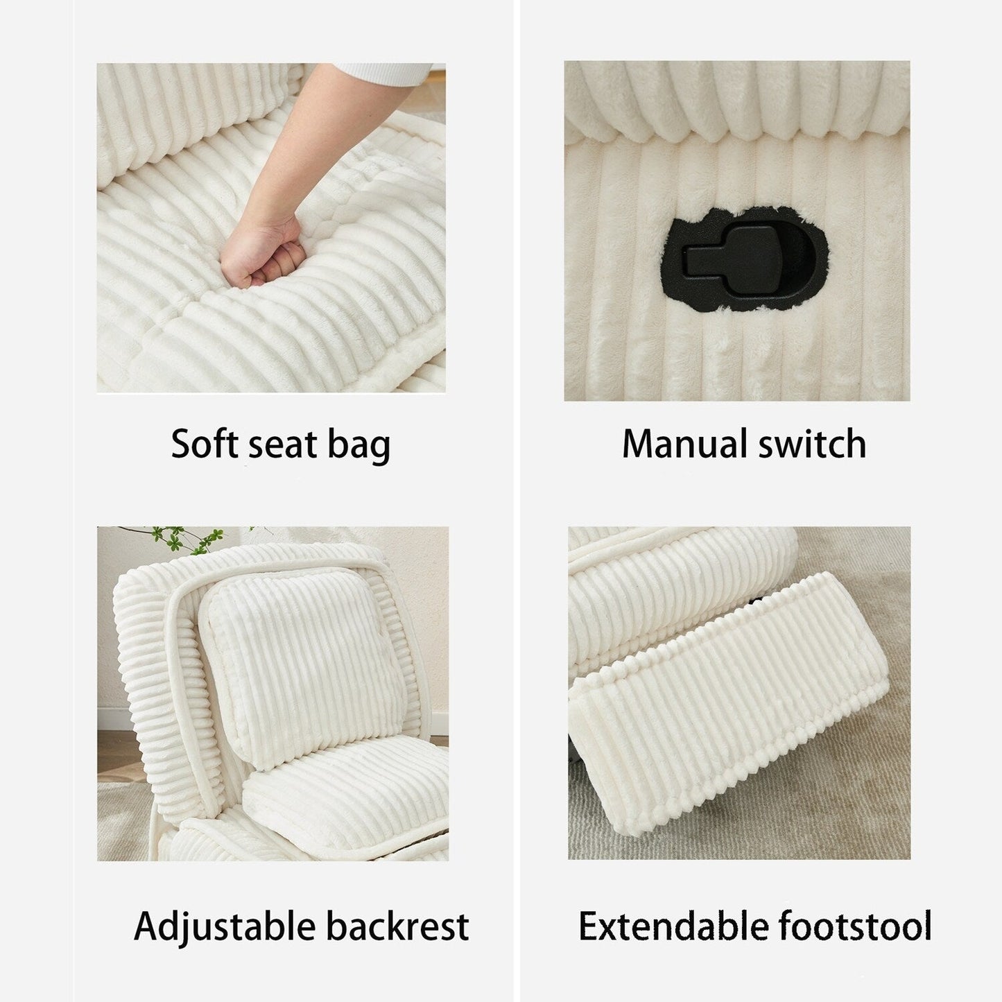 Versatile Corduroy Recliner Sofa for Relaxation and Comfort