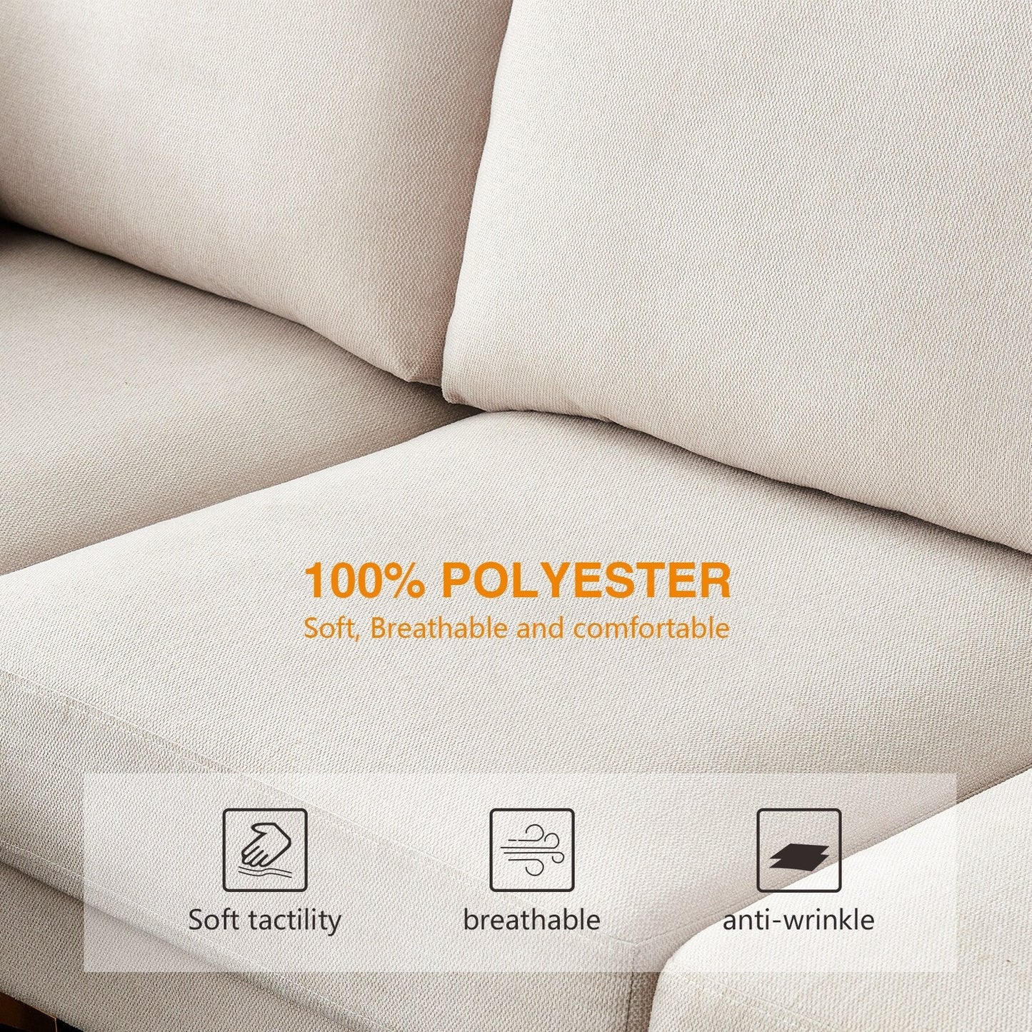 Versatile L Shape Couch with Ottoman - Soft Polyester Fabric for Ultimate Comfort