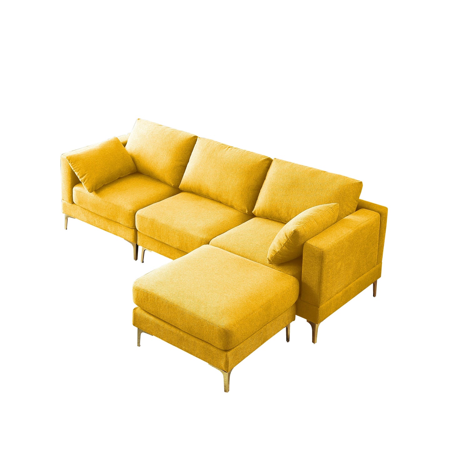 Versatile L Shape Couch with Ottoman - Soft Polyester Fabric for Ultimate Comfort