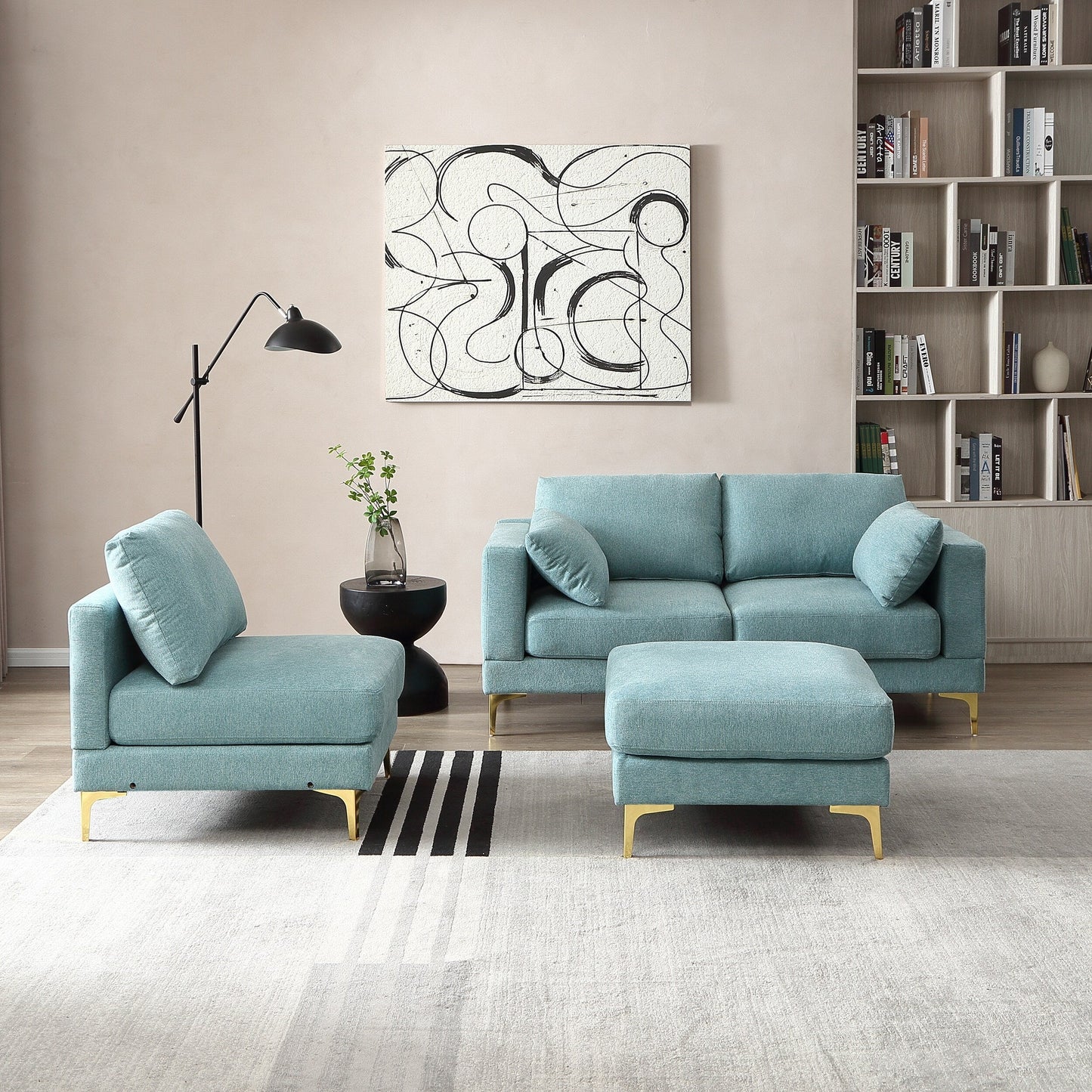 Versatile L Shape Couch with Ottoman - Soft Polyester Fabric for Ultimate Comfort