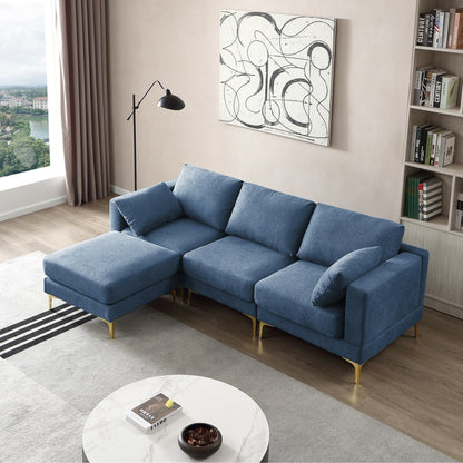 Versatile L Shape Couch with Ottoman - Soft Polyester Fabric for Ultimate Comfort