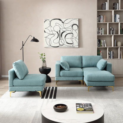 Versatile L Shape Couch with Ottoman - Soft Polyester Fabric for Ultimate Comfort