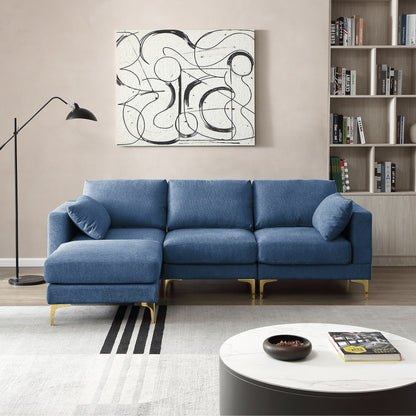 Versatile L Shape Couch with Ottoman - Soft Polyester Fabric for Ultimate Comfort
