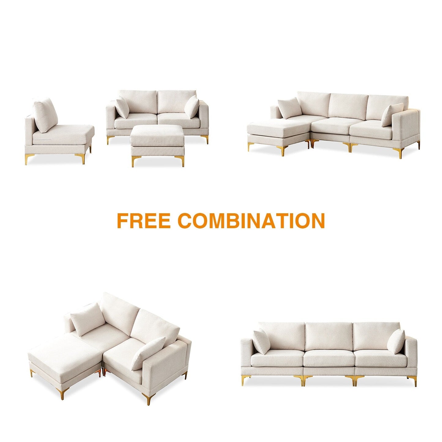 Versatile L Shape Couch with Ottoman - Soft Polyester Fabric for Ultimate Comfort