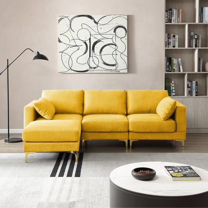 Versatile L Shape Couch with Ottoman - Soft Polyester Fabric for Ultimate Comfort