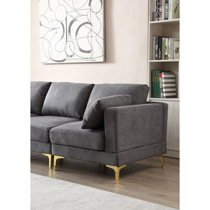 Versatile L Shape Couch with Ottoman - Soft Polyester Fabric for Ultimate Comfort