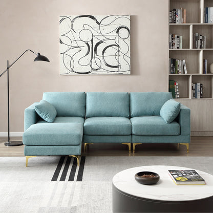 Versatile L Shape Couch with Ottoman - Soft Polyester Fabric for Ultimate Comfort