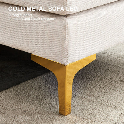 Versatile L Shape Couch with Ottoman - Soft Polyester Fabric for Ultimate Comfort
