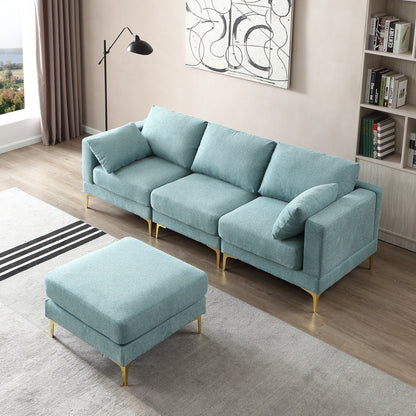 Versatile L Shape Couch with Ottoman - Soft Polyester Fabric for Ultimate Comfort