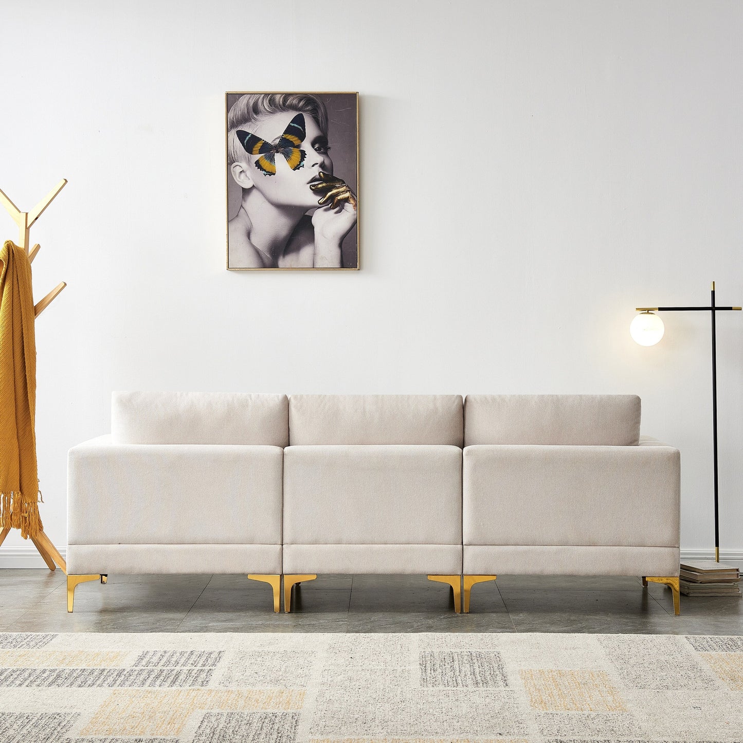 Versatile L Shape Couch with Ottoman - Soft Polyester Fabric for Ultimate Comfort