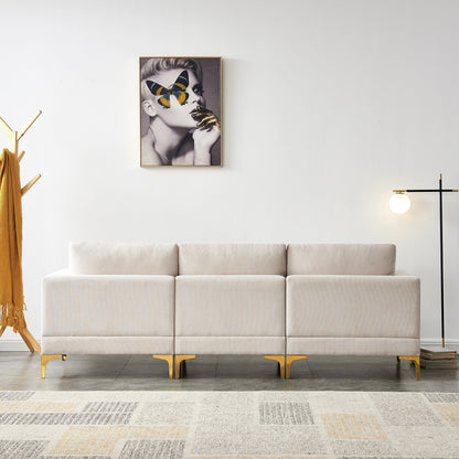 Versatile L Shape Couch with Ottoman - Soft Polyester Fabric for Ultimate Comfort
