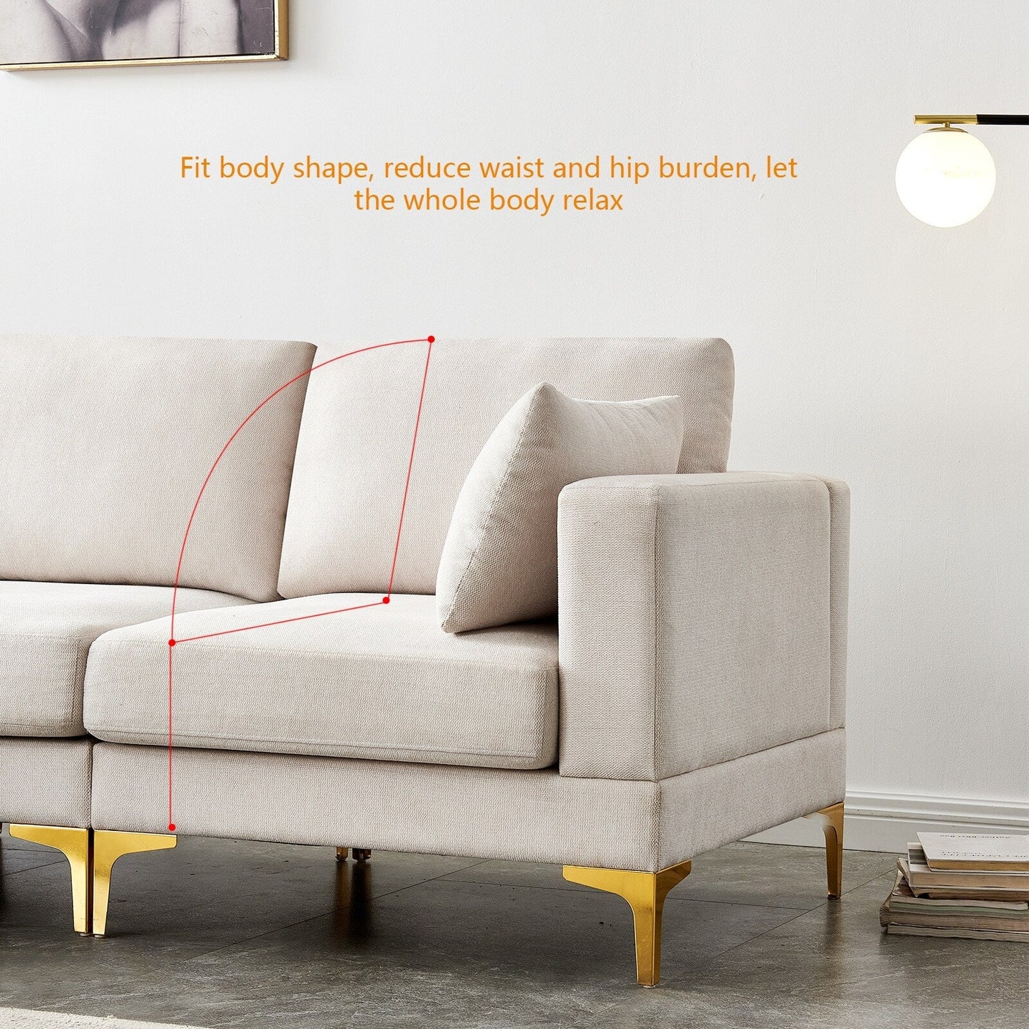 Versatile L Shape Couch with Ottoman - Soft Polyester Fabric for Ultimate Comfort