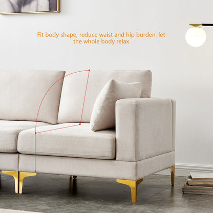 Versatile L Shape Couch with Ottoman - Soft Polyester Fabric for Ultimate Comfort