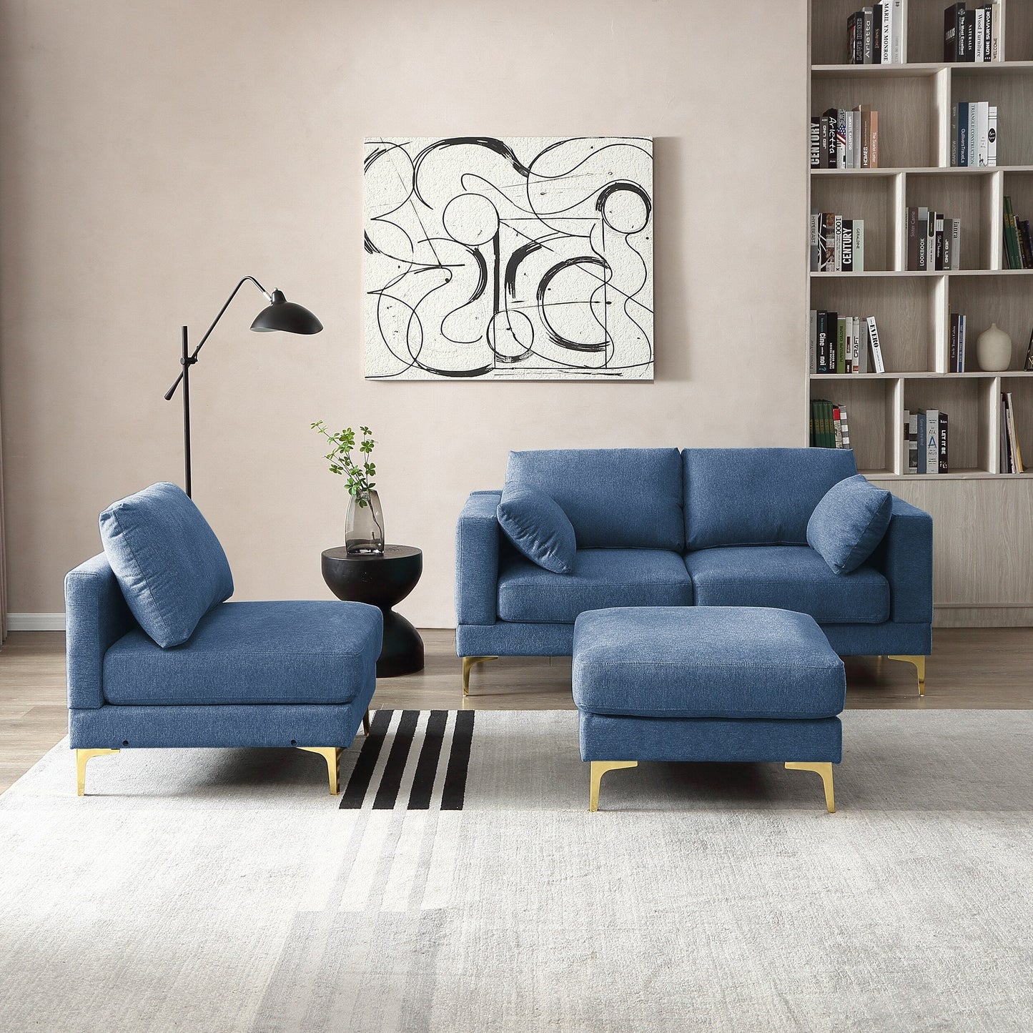 Versatile L Shape Couch with Ottoman - Soft Polyester Fabric for Ultimate Comfort